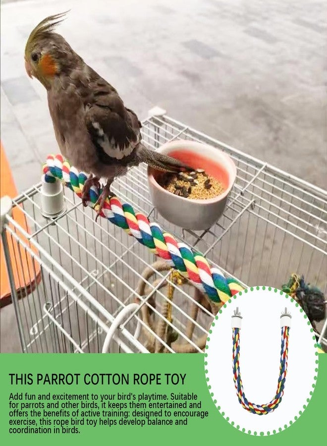 LCJAOF Bird Rope Perch - 40CM/15.7inch Colorful Perches Climbing Standing Bungee Rope Perches Chew Toys for Cockatiels Parrots - Image 4
